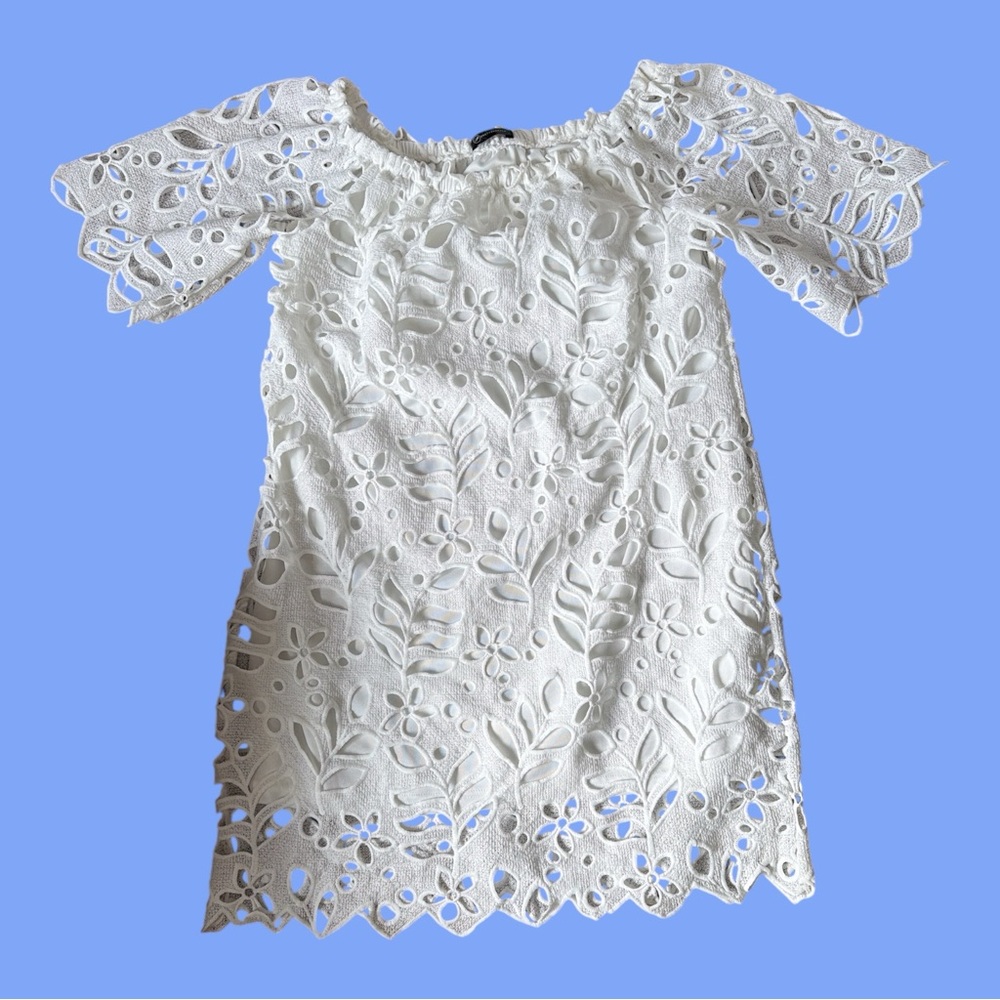 White Flutter Sleeve Off Shoulder Mini Dress